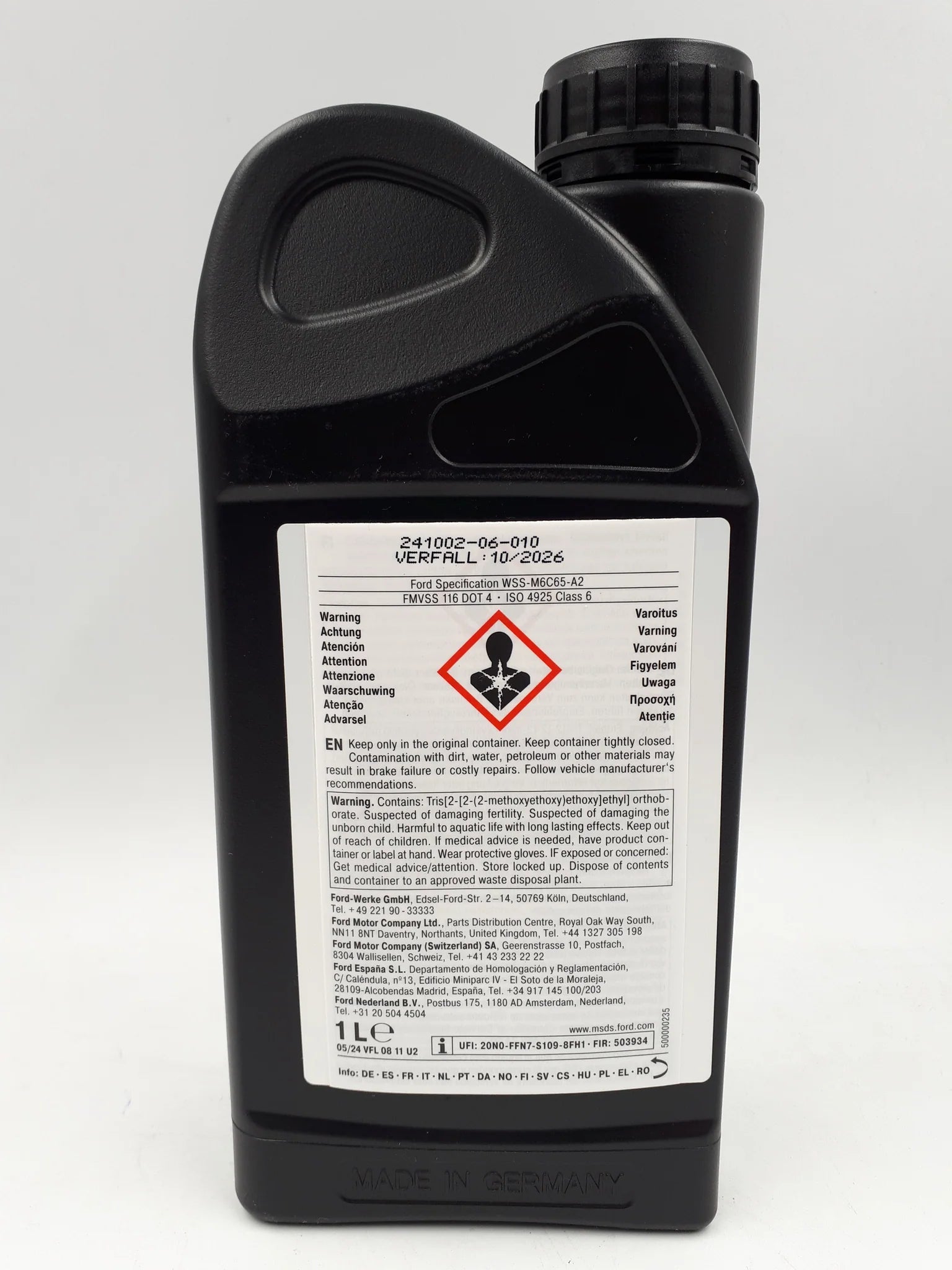 Liquido de Frenos para vehículos FORD ORIGINAL DOT 4 LV Class 6 (1 Litro)