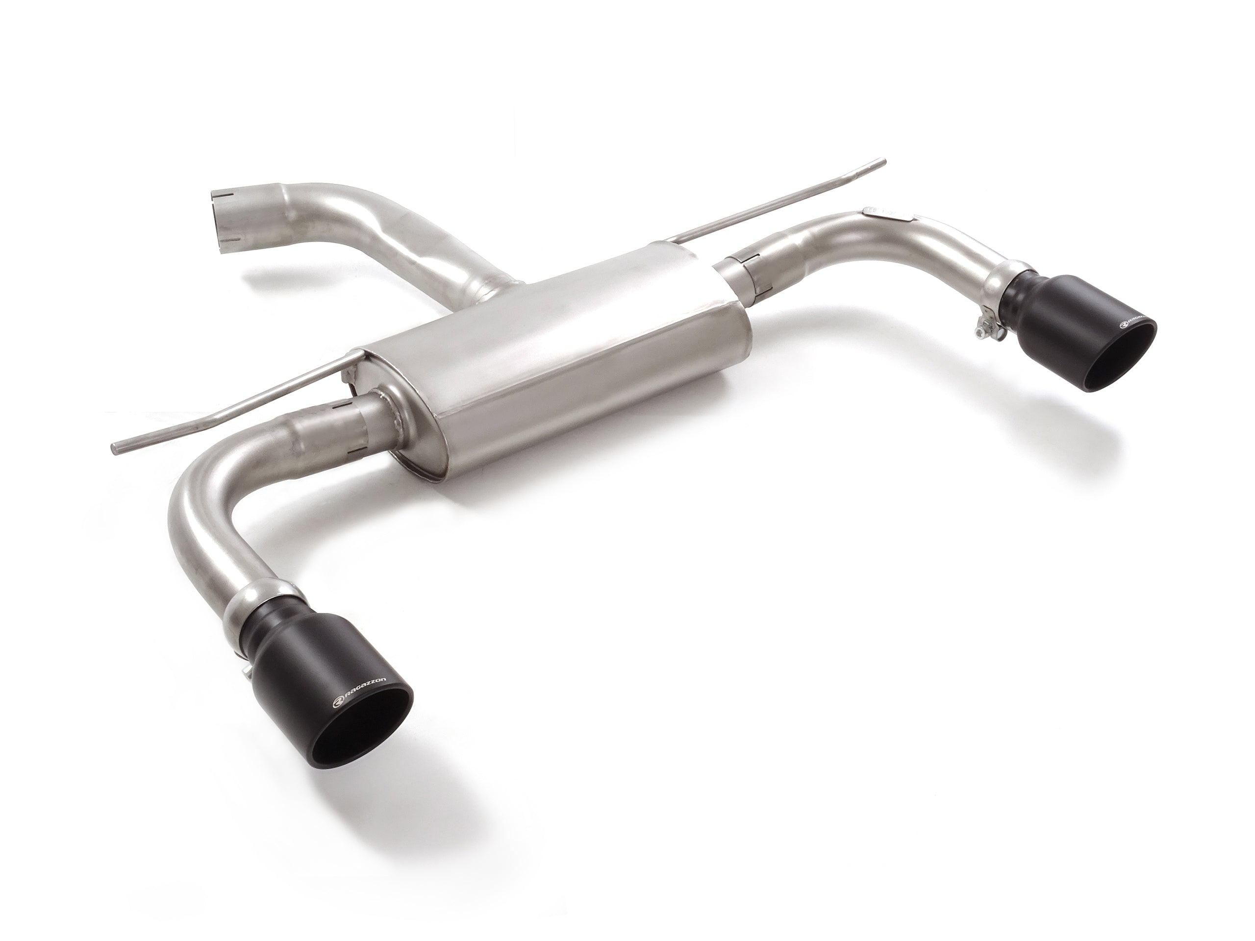 Silencioso trasero doble en acero inox con salidas redondas 102 mm Sport Line Black - Ragazzon