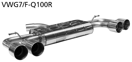 Rear silencer with double tailpipe LH+RH 2x Ø 100 with RACE Look