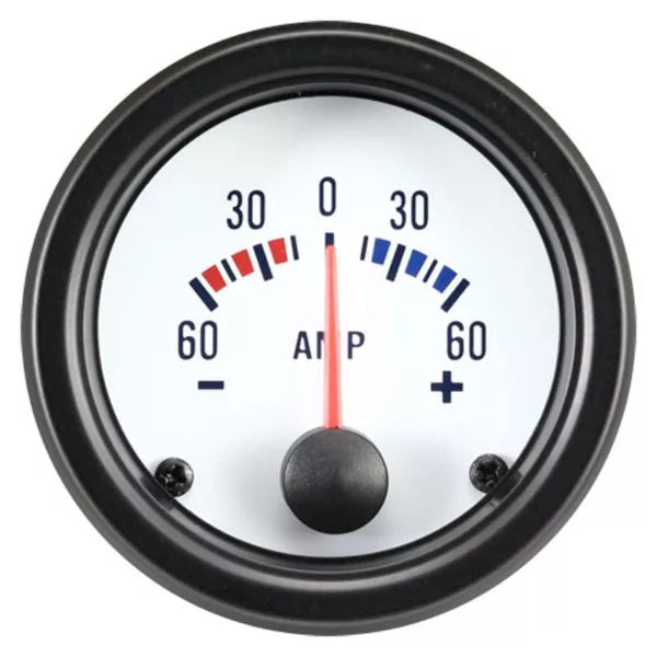 Amperímetro 52mm- Serie clásica blanca (Auto Style)