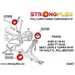 Kit de silentblocks de la suspensión delantera SPORT – S3 8L/TT 8N / Leon 1M (Strongflex)