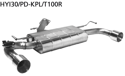 Silenciador trasero con tubo de escape simple 1x Ø100 mm LH+RH (en estilo RACE) con válvula de escape - Bastuck