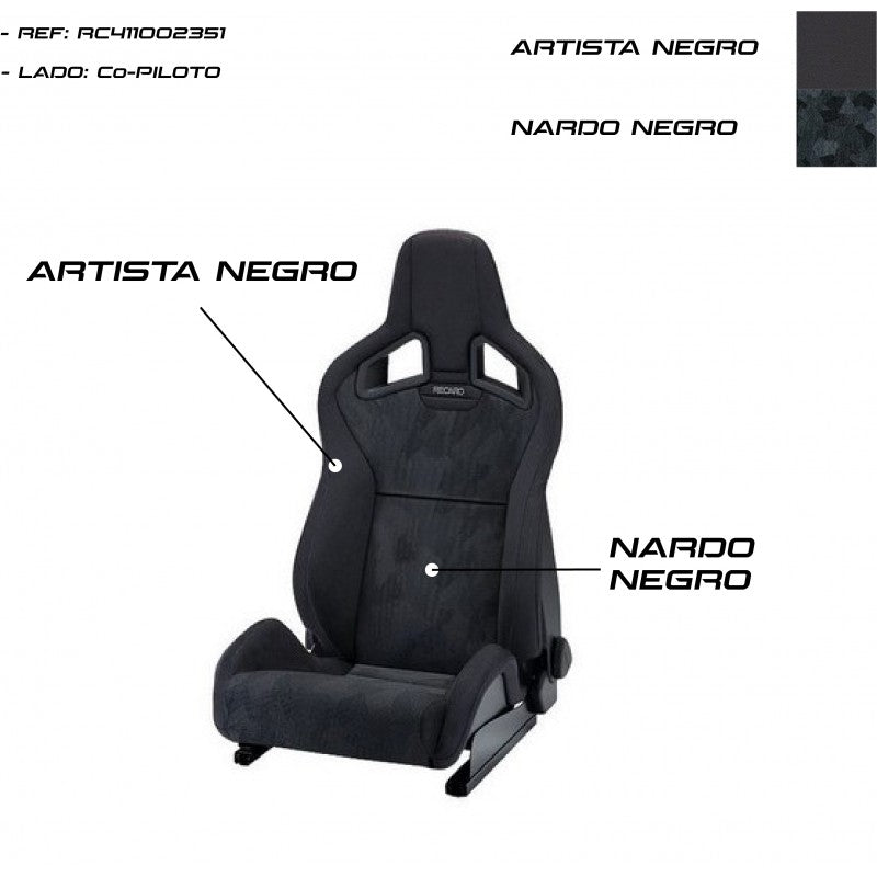 ASIENTO RECARO SPORTSTER CS AIRBAG ARTISTA NEGRO/NARDO NEGRO COPILOTO