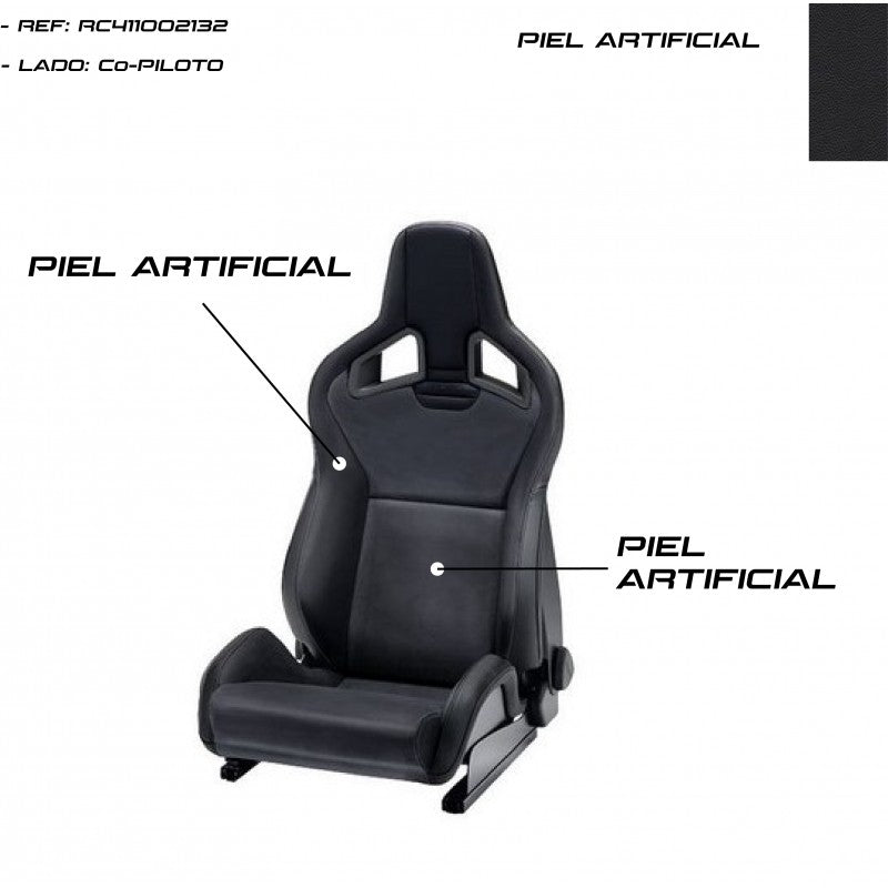 ASIENTO RECARO SPORTSTER CS AIRBAG PIEL ARTIFICIAL NEGRO COPILOTO