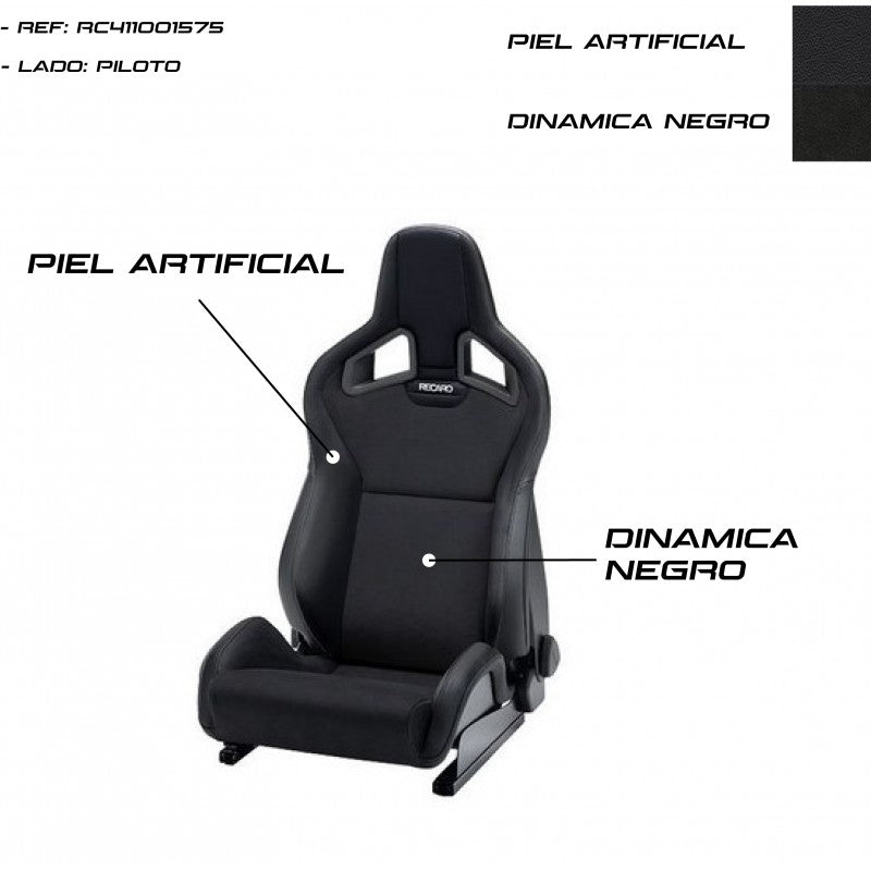 ASIENTO RECARO SPORTSTER CS AIRBAG PIEL ARTIFICIAL NEGRO/DINAMICA NEGRO PILOTO