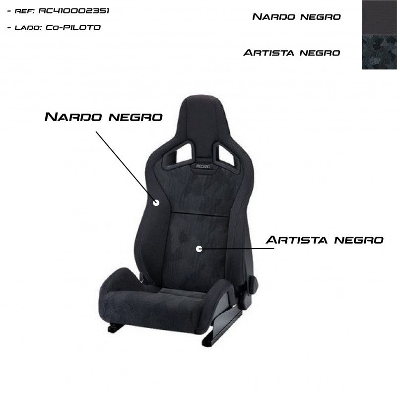 ASIENTO RECARO SPORTSTER CS ARTISTA NEGRO/NARDO NEGRO COPILOTO