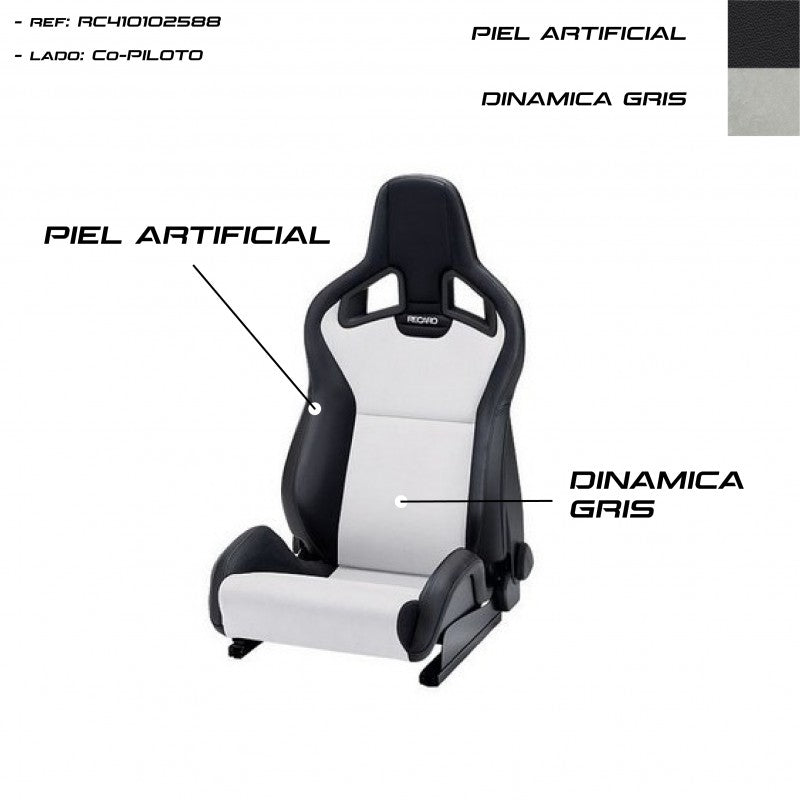 ASIENTO RECARO SPORTSTER CS CALEFACCION PIEL ARTIFICIAL NEGRO/DINAMICA GRIS COPILOTO