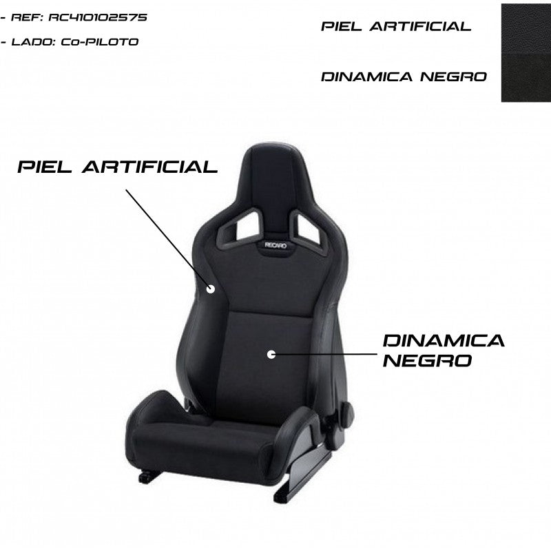 ASIENTO RECARO SPORTSTER CS CALEFACCION PIEL ARTIFICIAL NEGRO/DINAMICA NEGRO COPILOTO