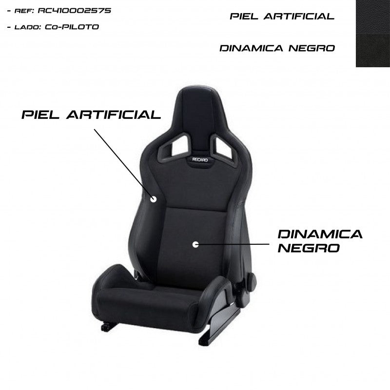 ASIENTO RECARO SPORTSTER CS PIEL ARTIFICIAL NEGRO/DINAMICA NEGRO COPILOTO