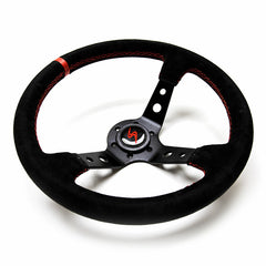 Volante (desplazamiento de 90 mm), ante negro, radios negros - Driftshop