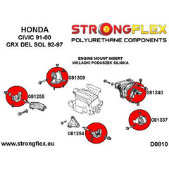 Inserto soporte motor superior derecho - Strongflex - Honda Civic 91-95 - Crx del Sol 92-97